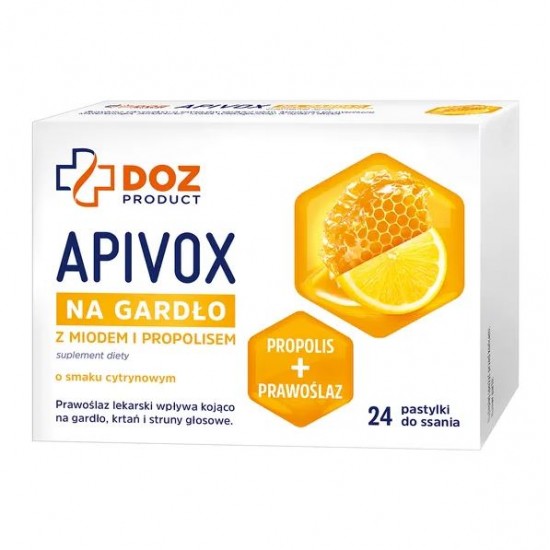 DOZ PRODUCT  Апівокс для горла з медом і прополісом, таблетки для розсмоктування, 24 шт 