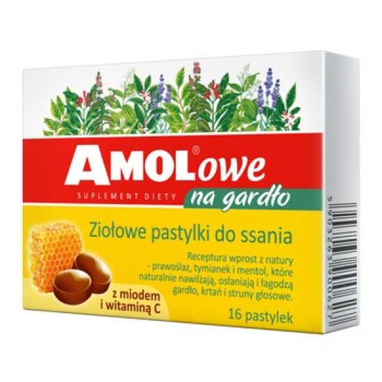 Amolowe для горла, льодяники, з медом і вітаміном С, 16 шт.