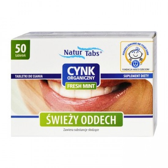 Органічний Цинк Naturtabs Свіжа М'ята, пастилки, 50 шт.